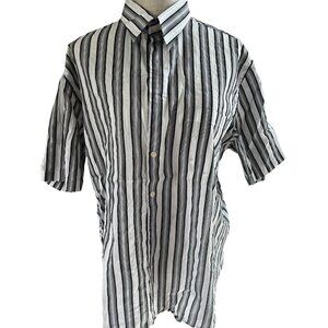 Perry Ellis Striped Button-Up Short Sleeve Collared Classic Fit XL